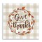 Give Thanks Neutral Plaid Autumn Leaves Wreath Wall Plaque Art